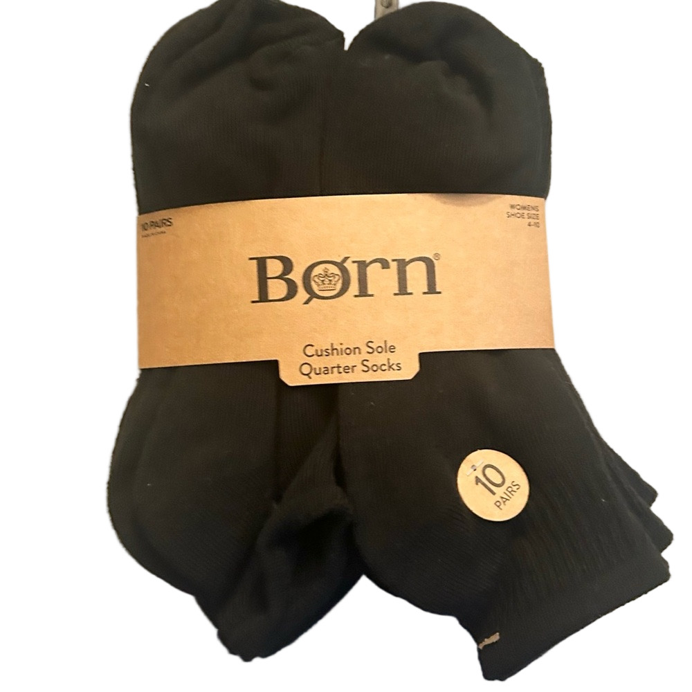 Born 10 Pairs Of Woman’s Black Quarter Socks Shoe Size 4-10